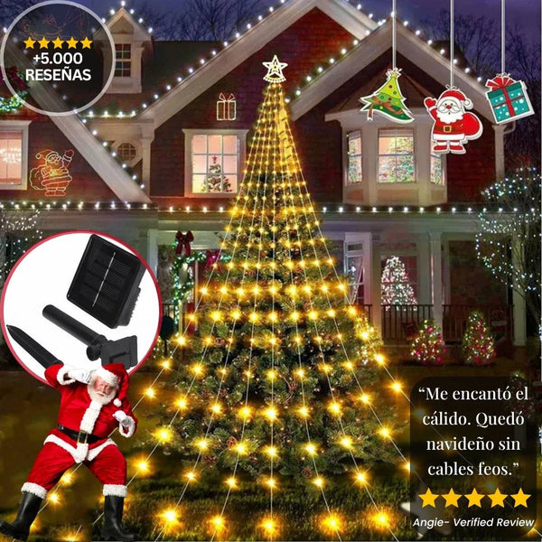 Cascada Estelar Solar 2,20 m – Luz navideña sin cables ✨🎄