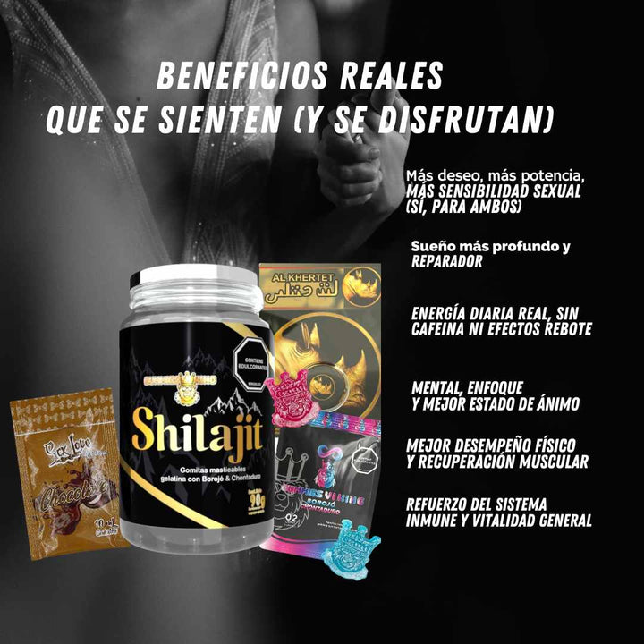 Shilajit + Rhino + Choco + Vi King – Energía, Potencia y Sabor en Cada Goma 💪🔥