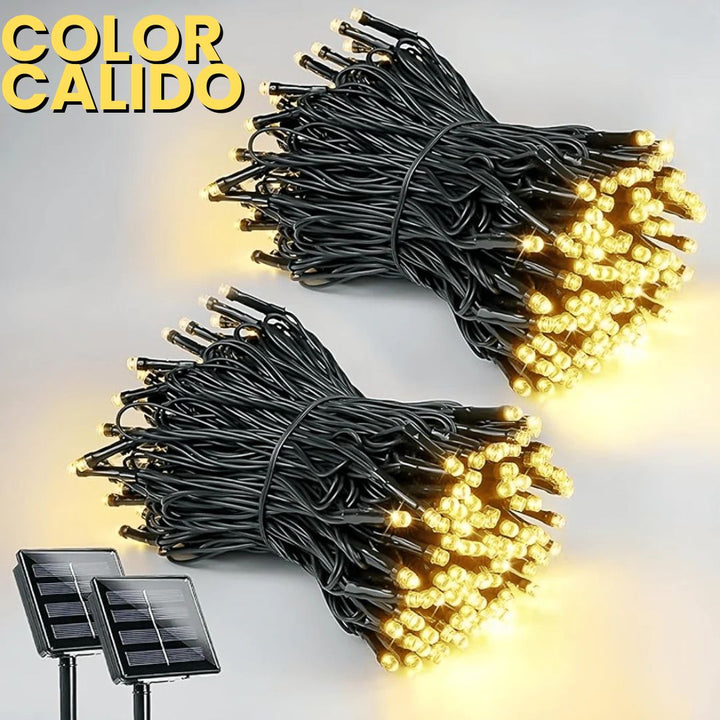 LUCES NAVIDEÑAS CON PANEL SOLAR 100 LED - 10 METROS🌞⚡