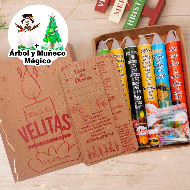 Velas Magicas x 6 + Árbol + Muñeco Mágico 🎄⛄