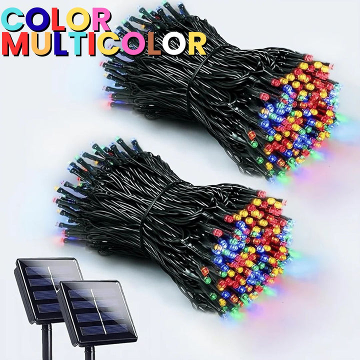 LUCES NAVIDEÑAS CON PANEL SOLAR 100 LED - 10 METROS🌞⚡