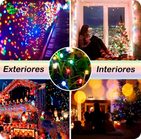 LUCES NAVIDEÑAS CON PANEL SOLAR 100 LED - 10 METROS🌞⚡