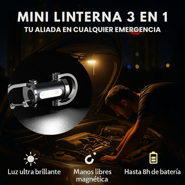 MiniFlash® - Linterna Multifuncional 3 en 1 (Llavero+ Linterna+ PowerBank)💯🔦
